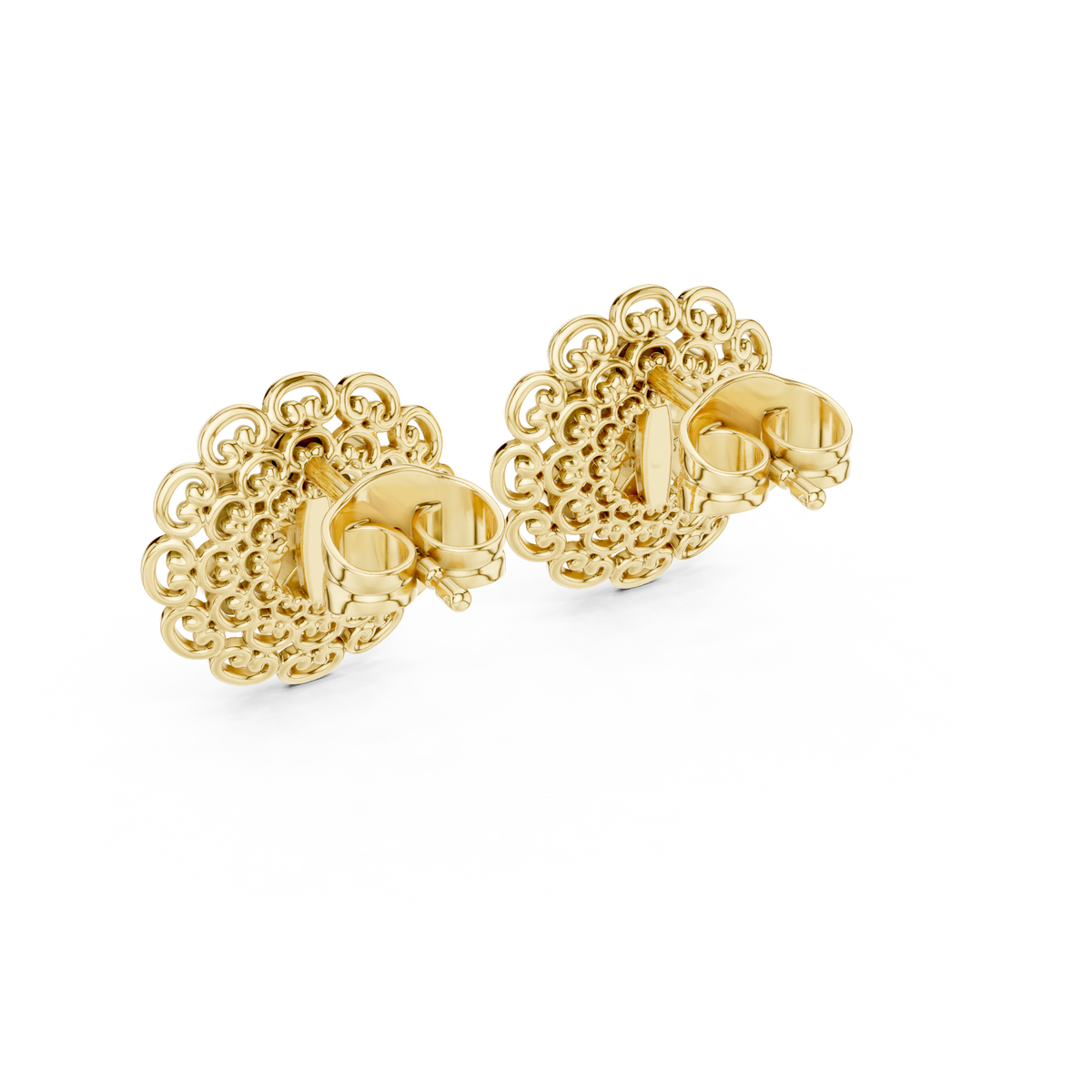 Ornate Filigree Bloom Diamond Studs