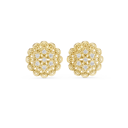 Ornate Filigree Bloom Diamond Studs