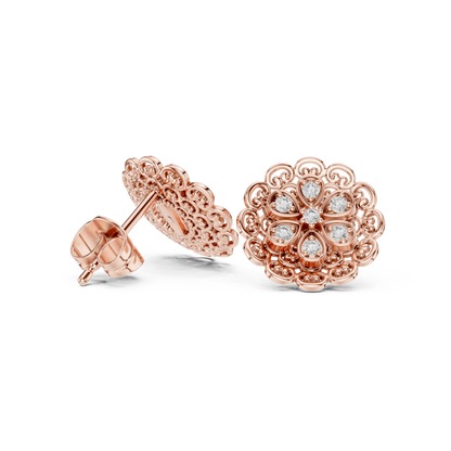 Ornate Filigree Bloom Diamond Studs