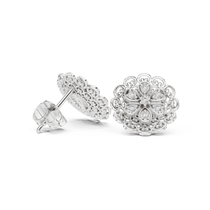 Ornate Filigree Bloom Diamond Studs