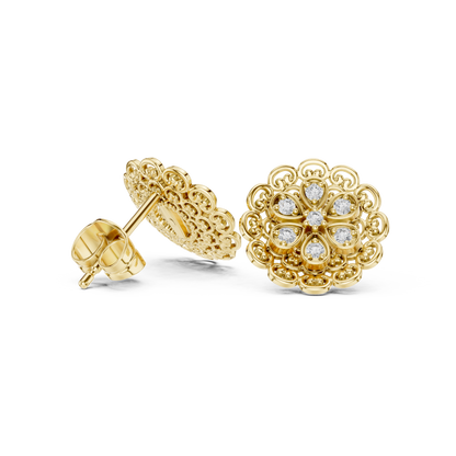 Ornate Filigree Bloom Diamond Studs