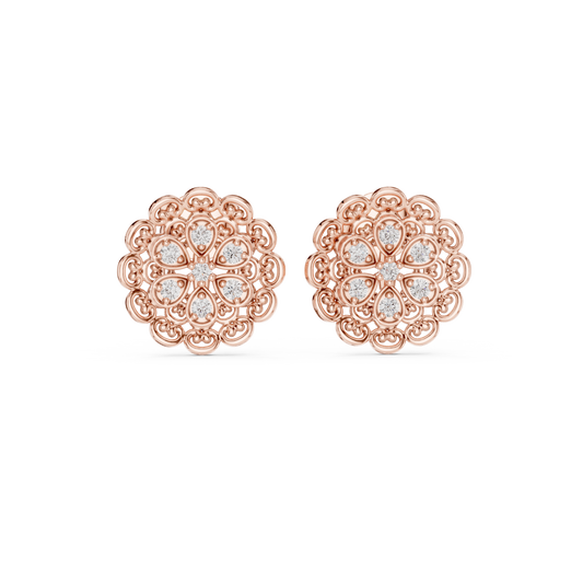 Ornate Filigree Bloom Diamond Studs