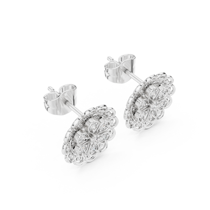 Ornate Filigree Bloom Diamond Studs