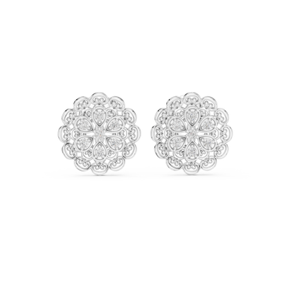 Ornate Filigree Bloom Diamond Studs