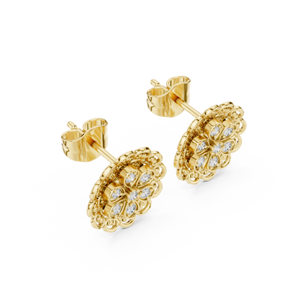 Ornate Filigree Bloom Diamond Studs
