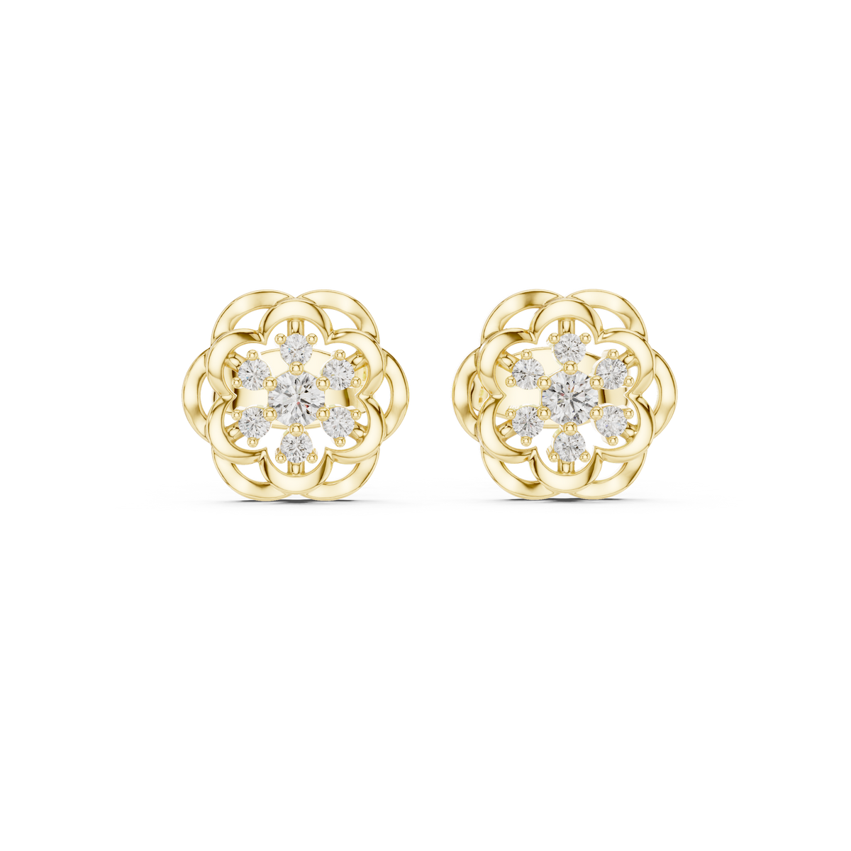 Regal Layered Blossom Diamond Studs