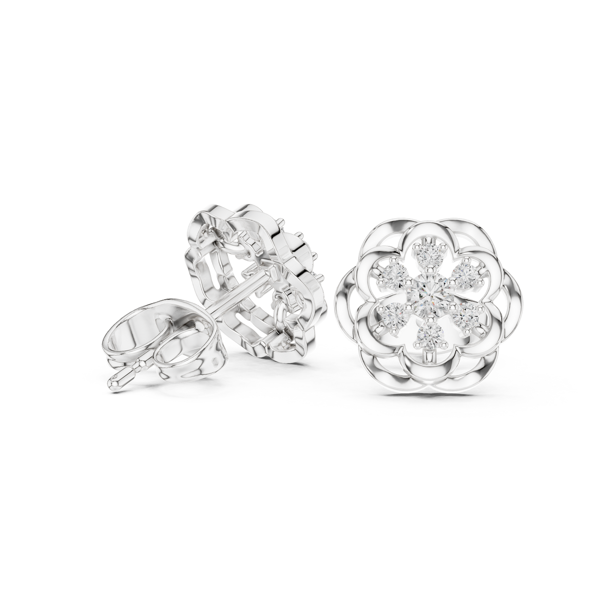 Regal Layered Blossom Diamond Studs