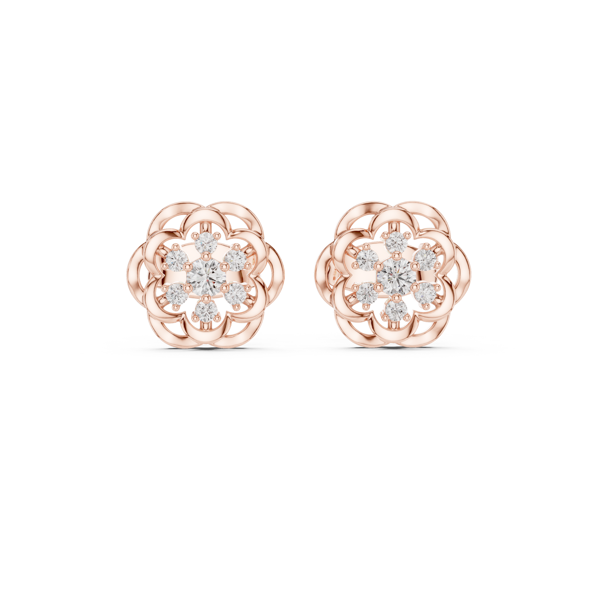 Regal Layered Blossom Diamond Studs