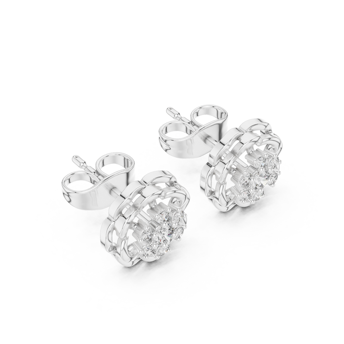 Regal Layered Blossom Diamond Studs