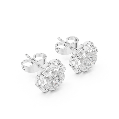 Regal Layered Blossom Diamond Studs