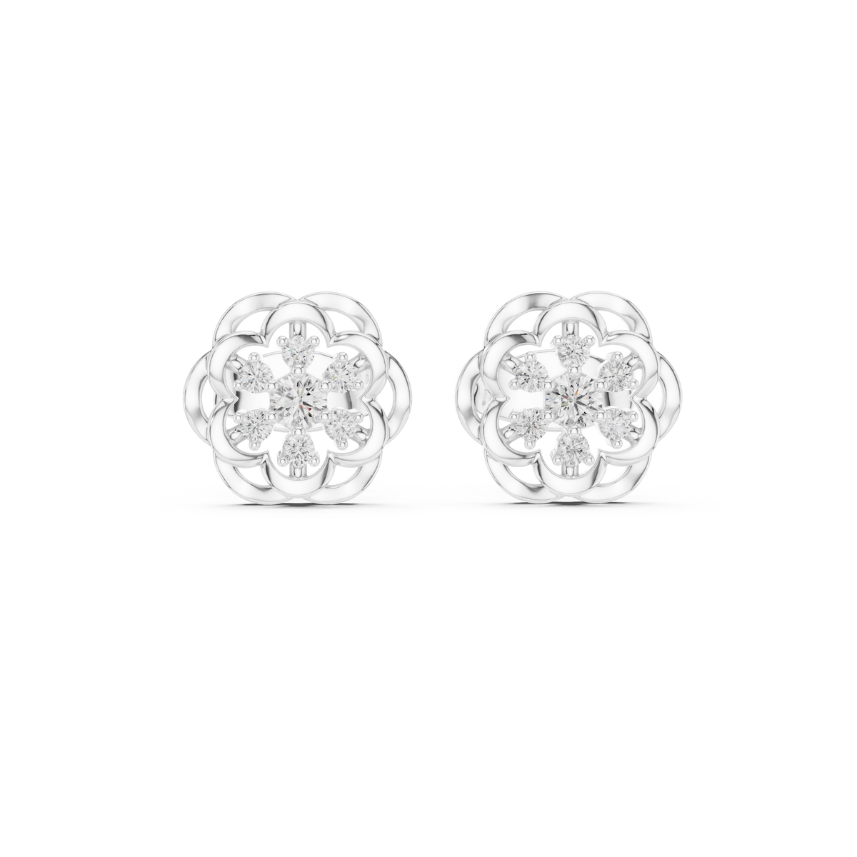 Regal Layered Blossom Diamond Studs