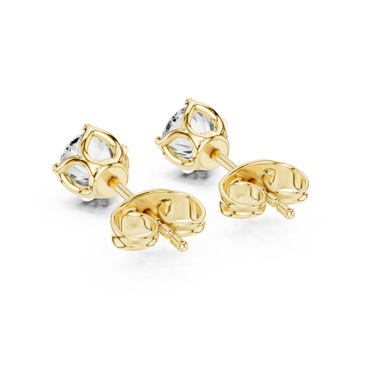Floral Solitaire Round Diamond Studs