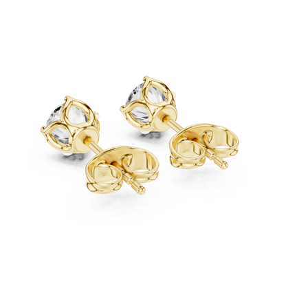 Floral Solitaire Round Diamond Studs