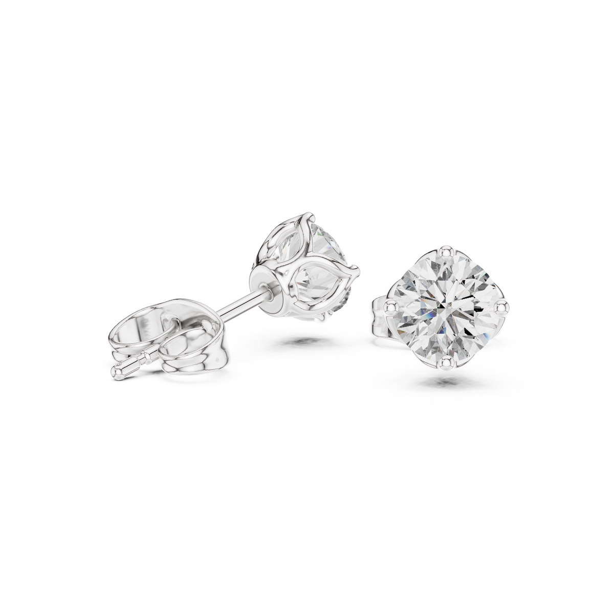 Floral Solitaire Round Diamond Studs