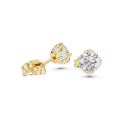 Floral Solitaire Round Diamond Studs