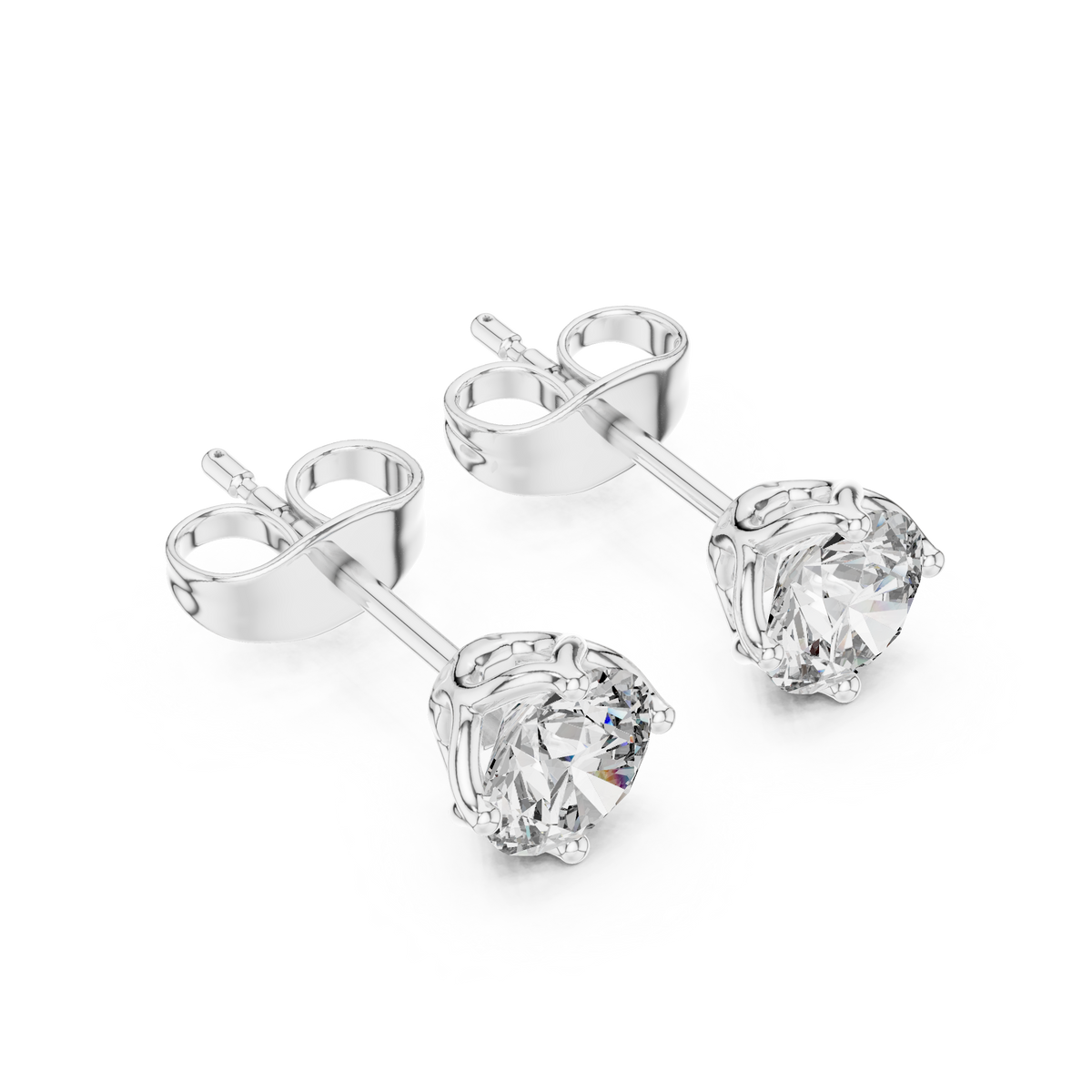 Floral Solitaire Round Diamond Studs