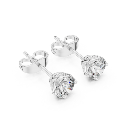 Floral Solitaire Round Diamond Studs