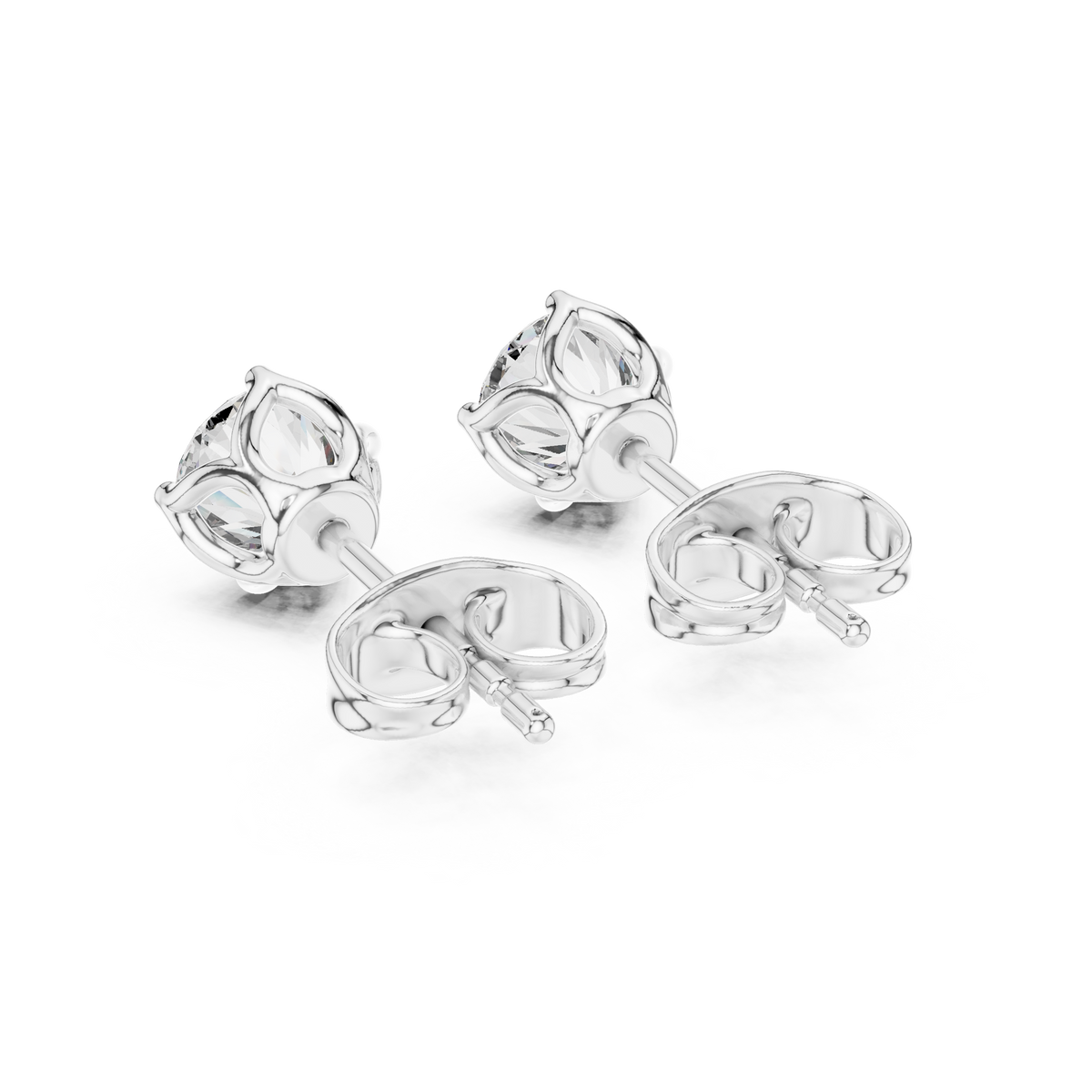 Floral Solitaire Round Diamond Studs