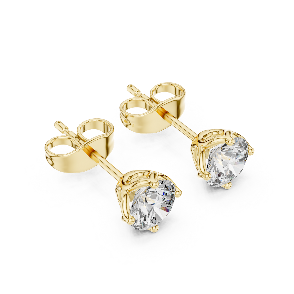 Floral Solitaire Round Diamond Studs