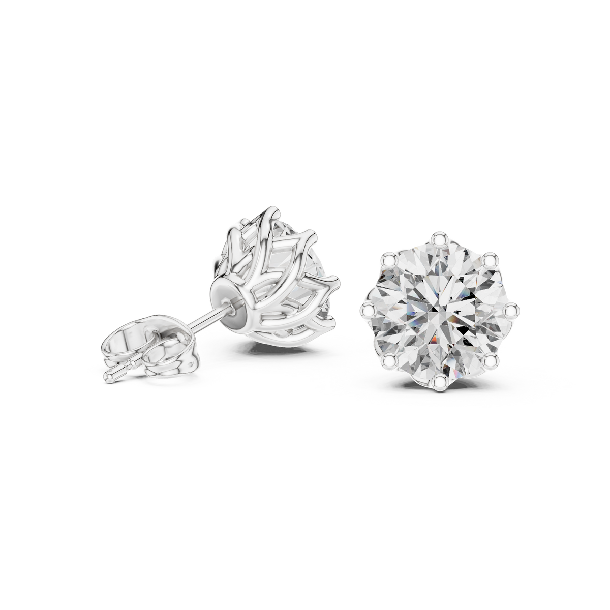 Radiant Petal Solitaire Diamond Studs