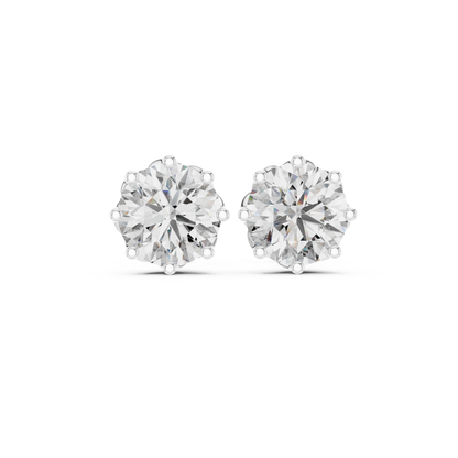 Radiant Petal Solitaire Diamond Studs