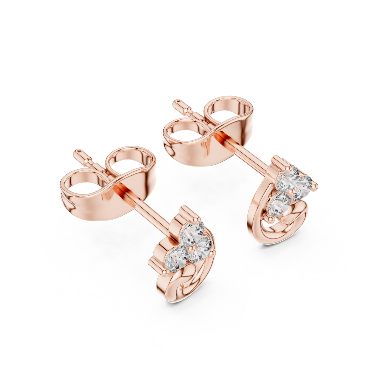 Graceful Swirl Bloom Diamond Studs