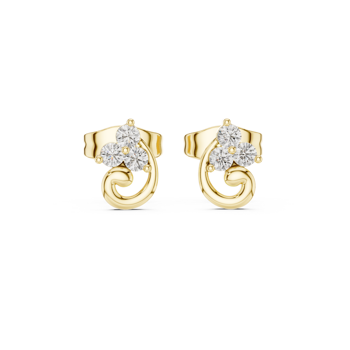Graceful Swirl Bloom Diamond Studs
