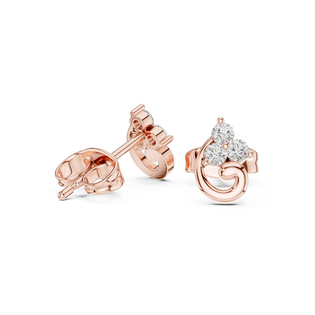 Graceful Swirl Bloom Diamond Studs