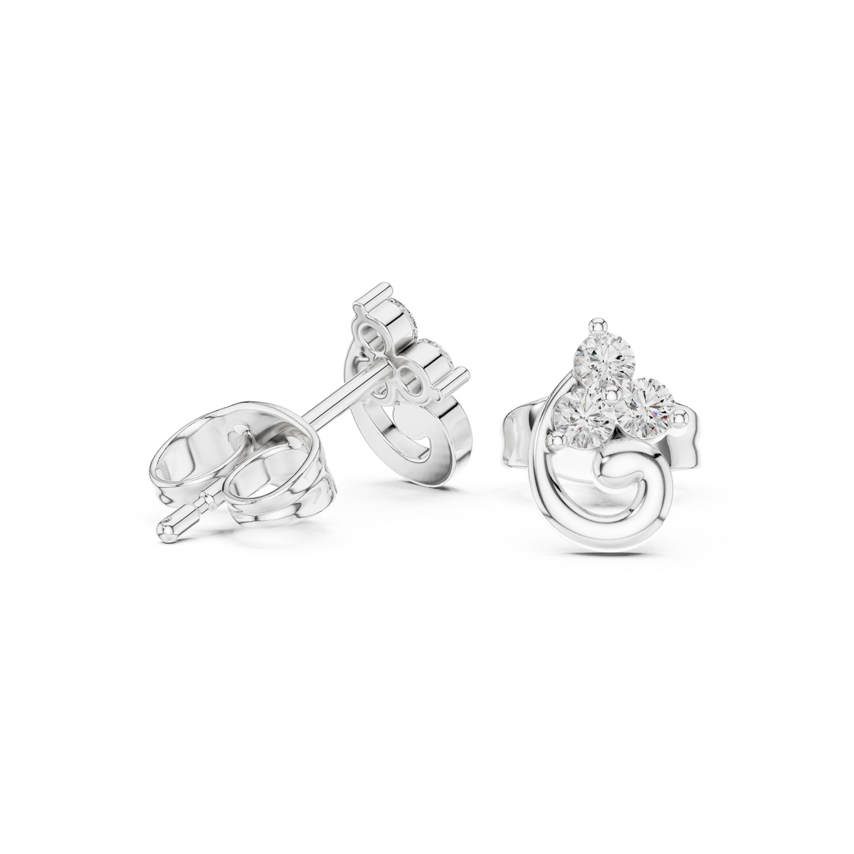 Graceful Swirl Bloom Diamond Studs