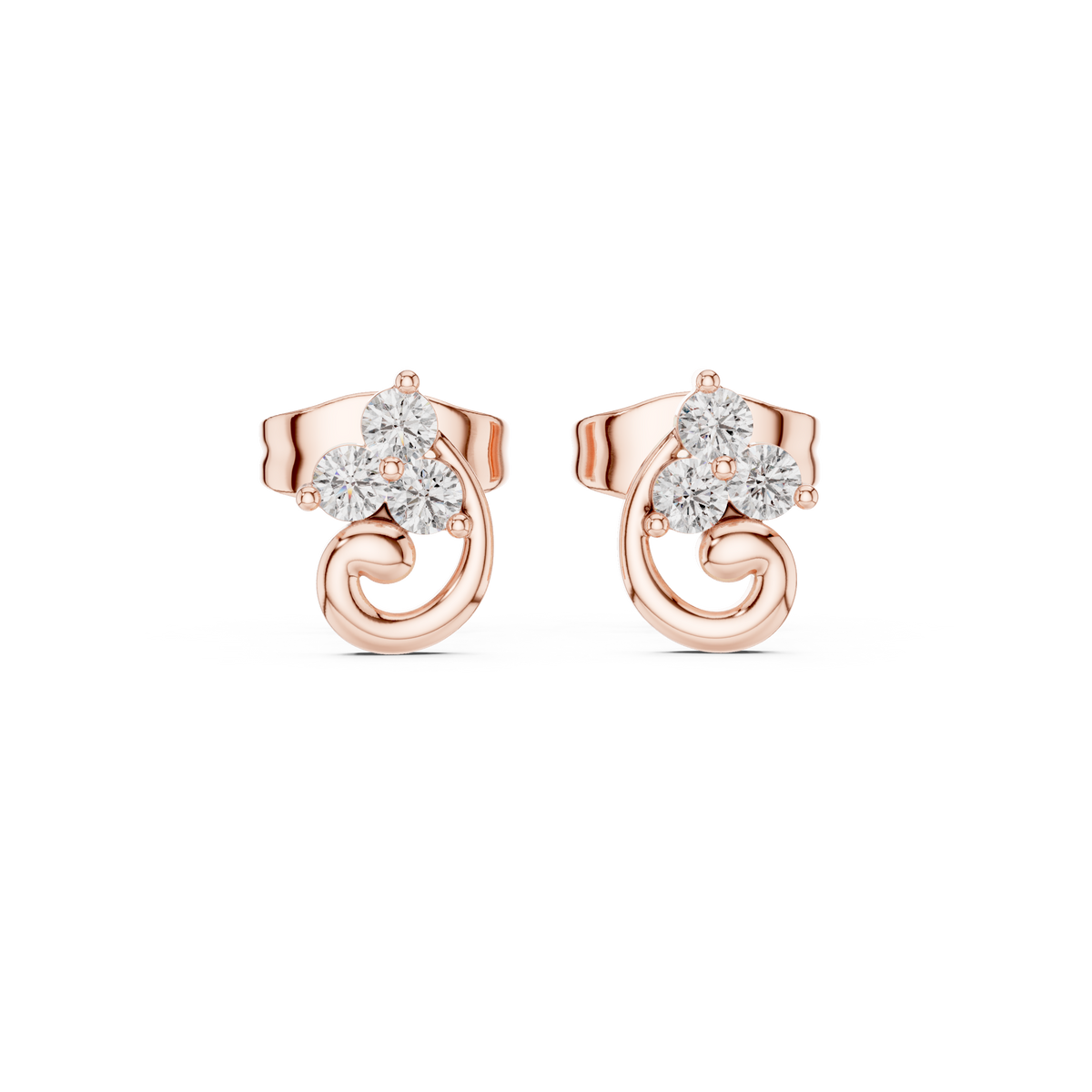 Graceful Swirl Bloom Diamond Studs