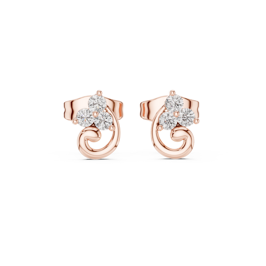 Graceful Swirl Bloom Diamond Studs