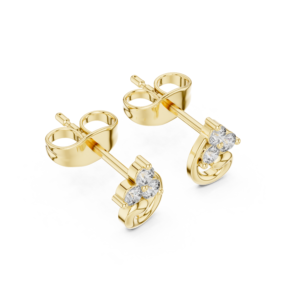 Graceful Swirl Bloom Diamond Studs