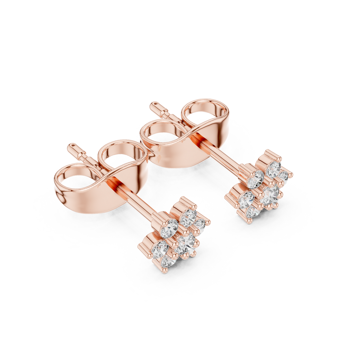 Elegant Seven Petal Diamond Studs