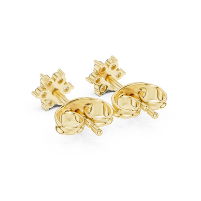Elegant Seven Petal Diamond Studs