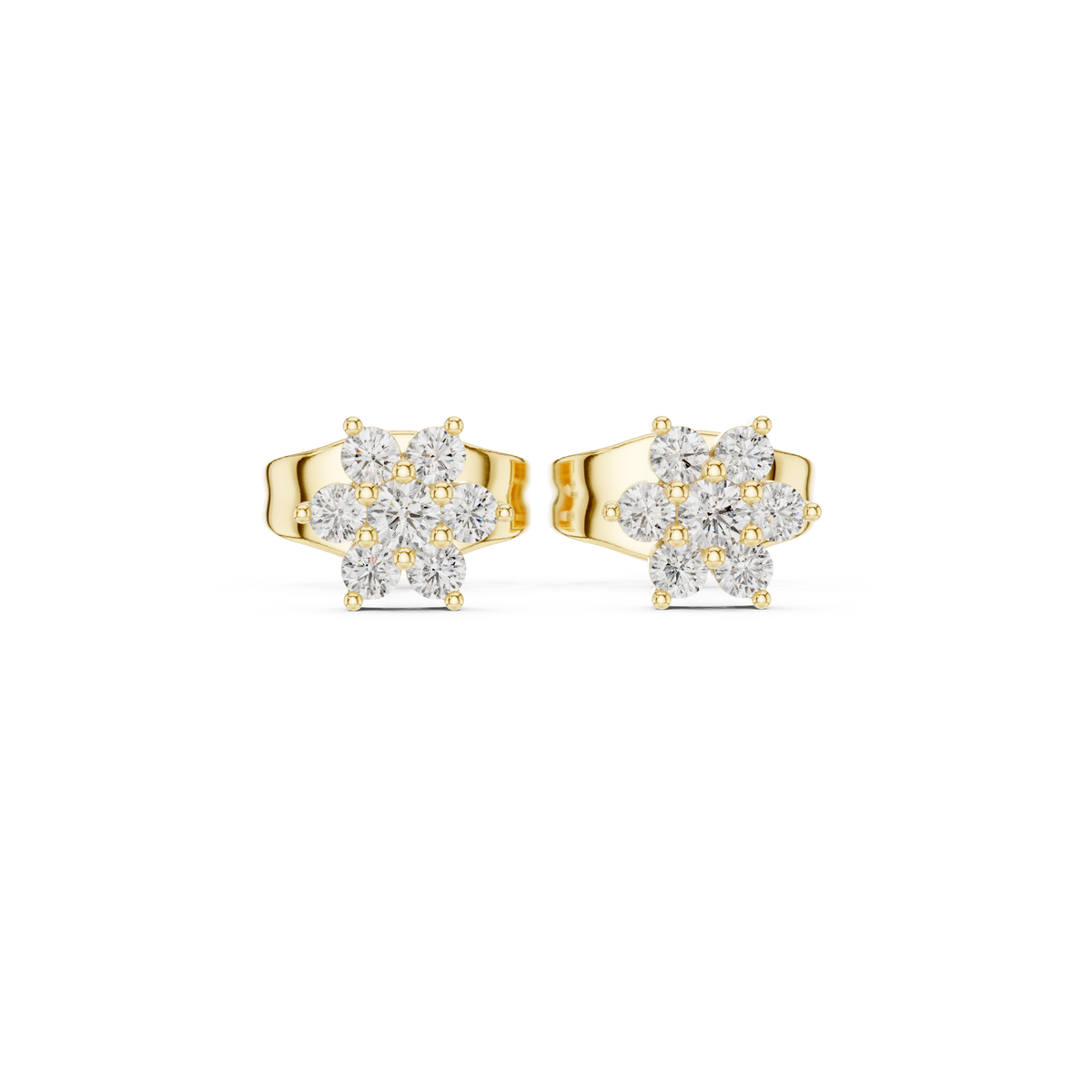 Elegant Seven Petal Diamond Studs