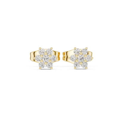 Elegant Seven Petal Diamond Studs