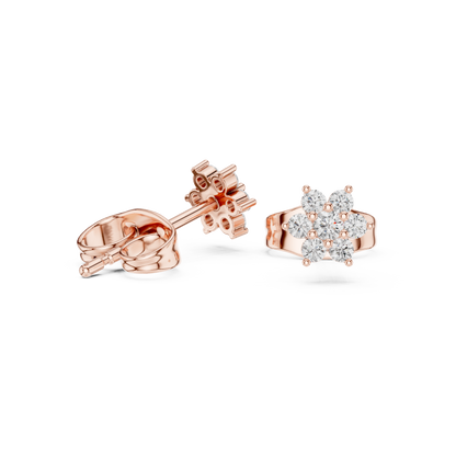 Elegant Seven Petal Diamond Studs