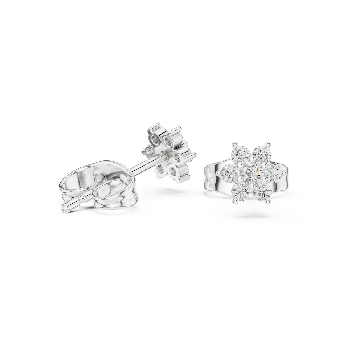 Elegant Seven Petal Diamond Studs