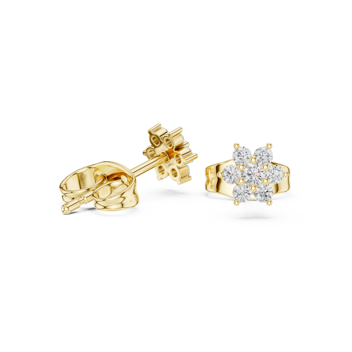 Elegant Seven Petal Diamond Studs