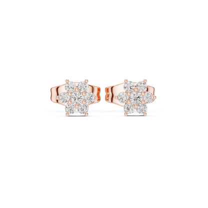 Elegant Seven Petal Diamond Studs