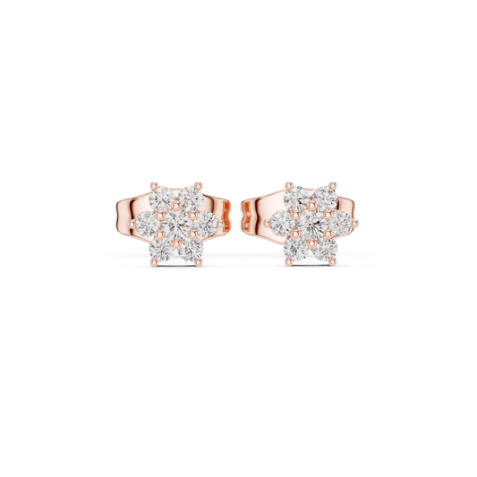 Elegant Seven Petal Diamond Studs