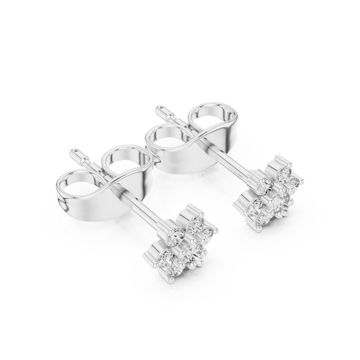 Elegant Seven Petal Diamond Studs