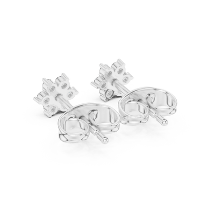 Elegant Seven Petal Diamond Studs