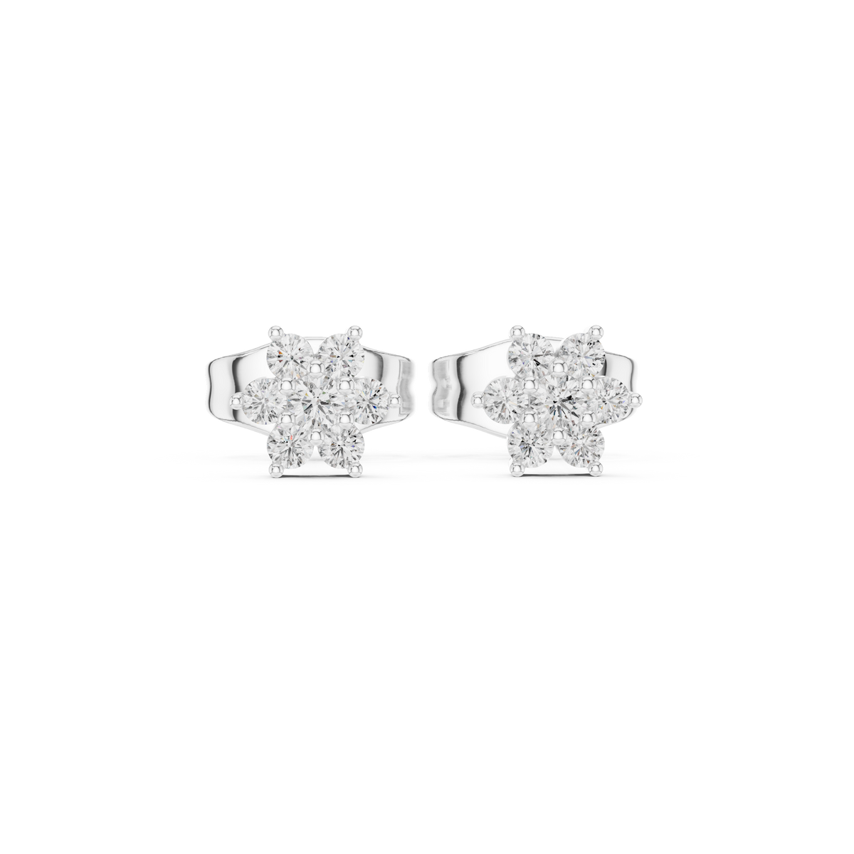 Elegant Seven Petal Diamond Studs