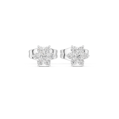 Elegant Seven Petal Diamond Studs