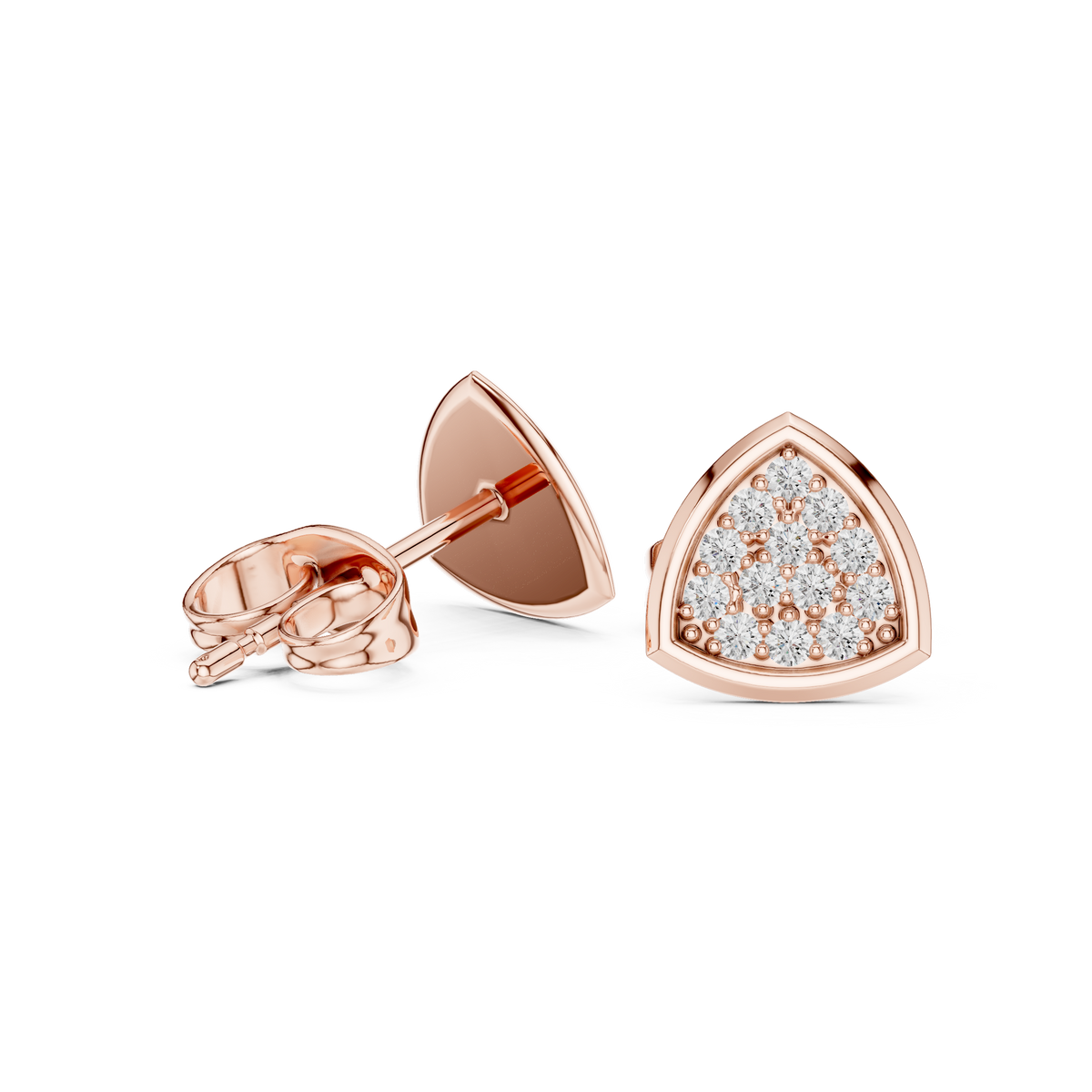 Elegant Triangular Cluster Diamond Studs