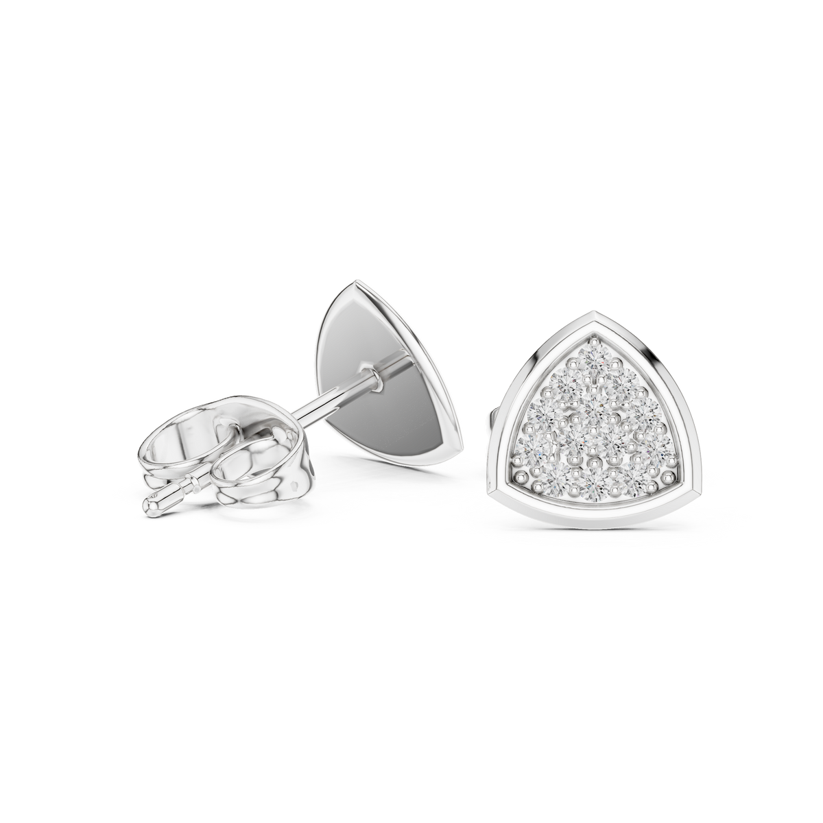 Elegant Triangular Cluster Diamond Studs