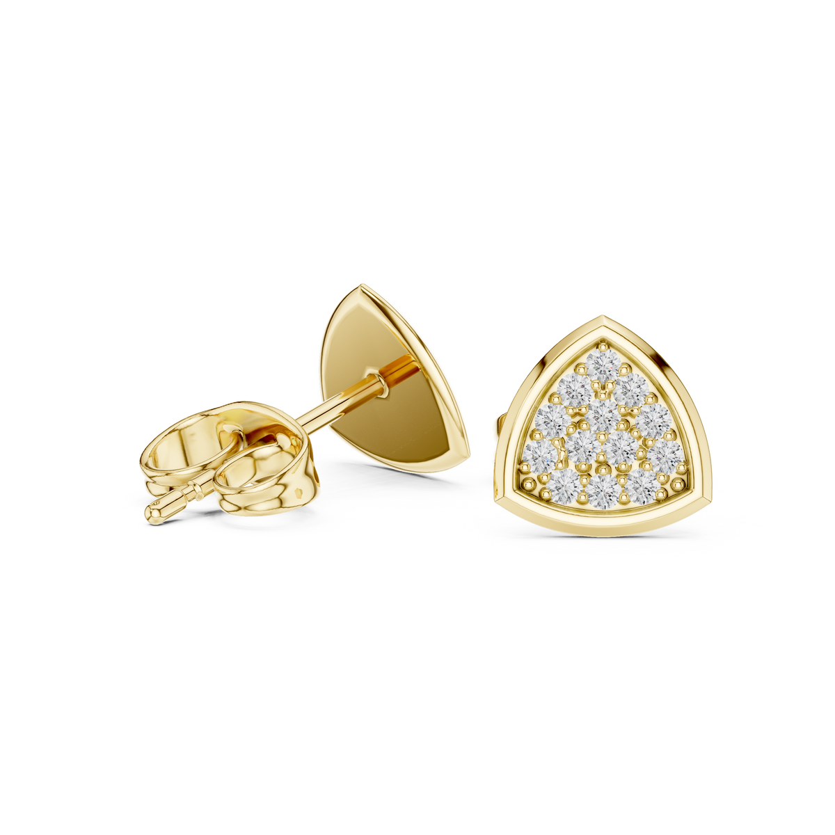 Elegant Triangular Cluster Diamond Studs