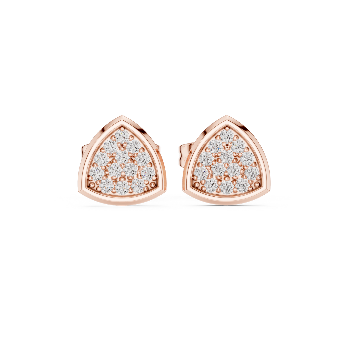 Elegant Triangular Cluster Diamond Studs