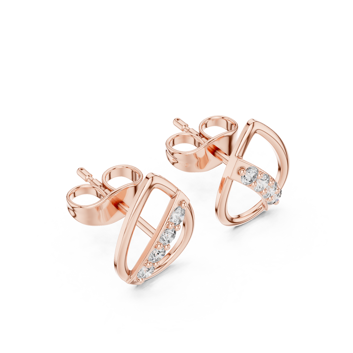 Elegant Teardrop Bar Diamond Studs